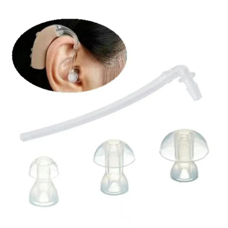 Silicone Ear Tip Replacement - 携帯型補聴器交換部品 1セット シリコン製ソフトイヤーチップ 音響管コネクター付き 補聴器用 日常使用